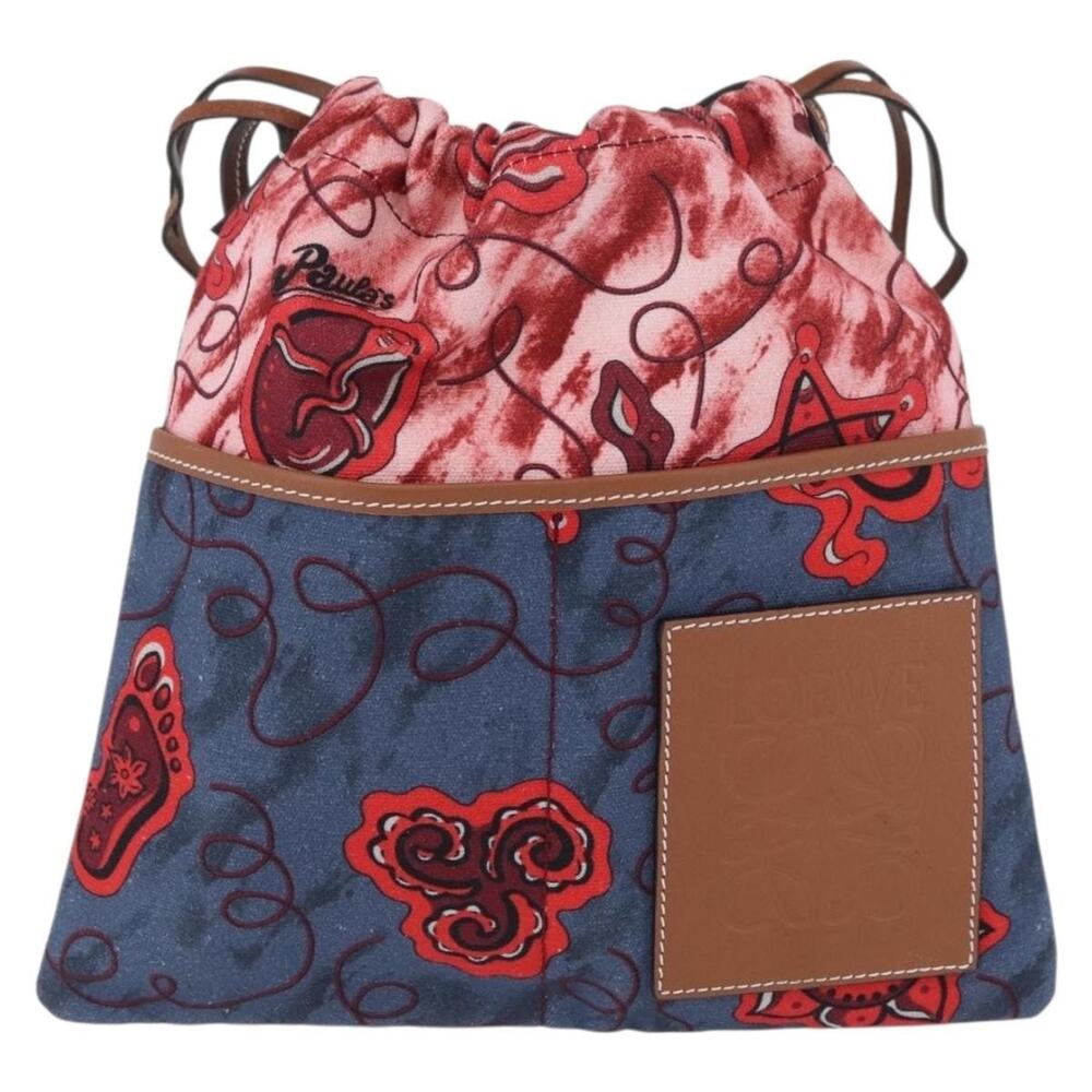 Loewe Anagram Canvas Paula's Ibiza Drawstring Shoulder Bag Blue